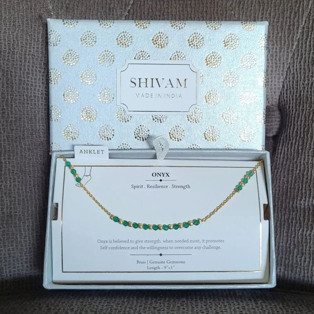 Shivam Green💚 Onyx Bead Anklet - Picture 13 of 15